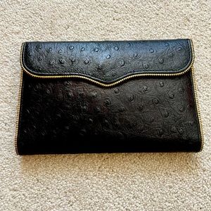 Rebecca Minkoff pebbled leather black envelope wallet